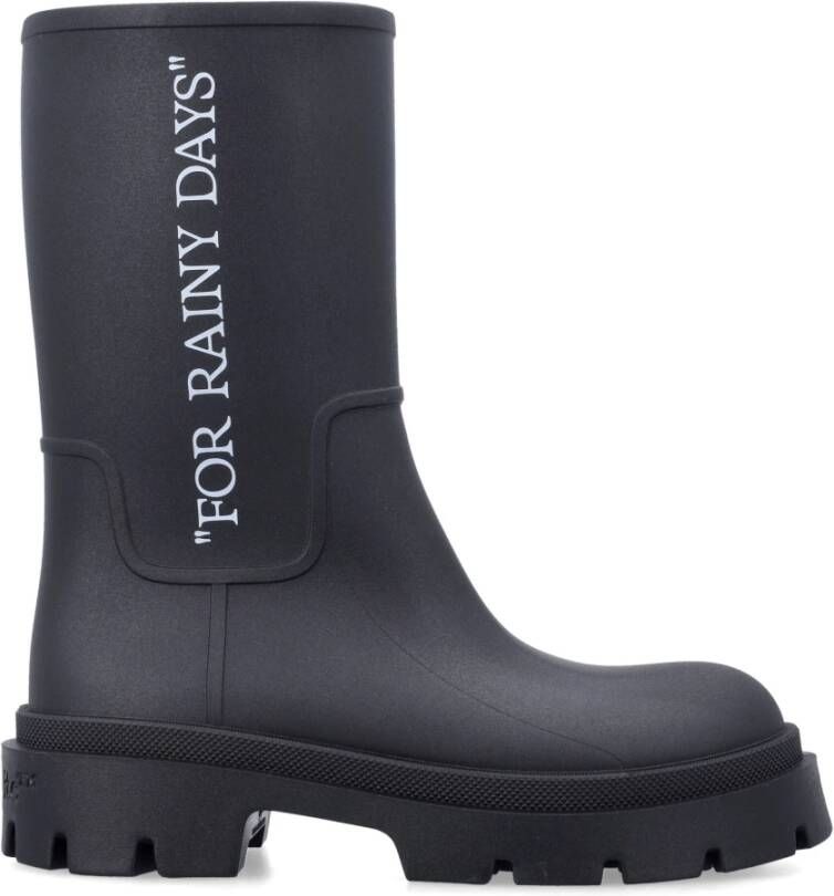 Off White Zwarte Gesloten Regenlaarzen Black Dames