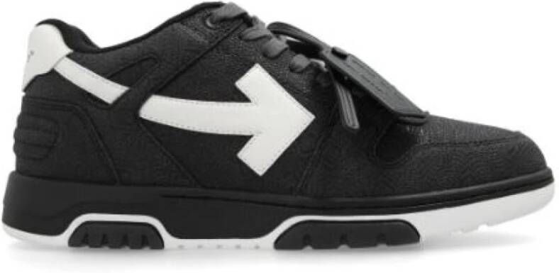 Off White Zwarte Leren Sneakers met Pijlmotief Black Heren