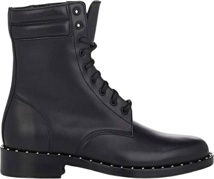 Off White Zwarte leren veterschoenen Black Dames