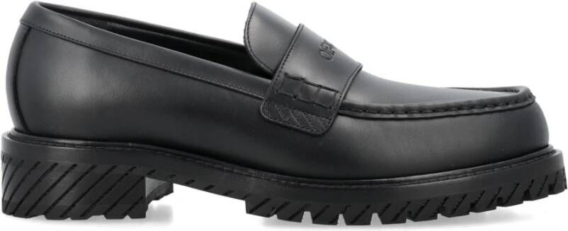 Off White Zwarte militaire loafers met handtekeningzool Black Heren