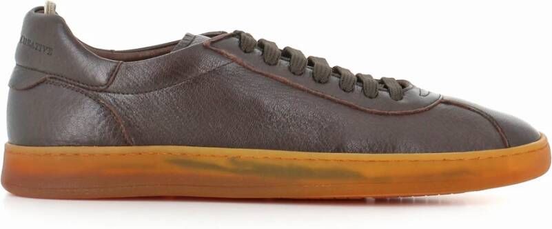 Officine Creative Donkerbruine leren sneakers Brown Heren