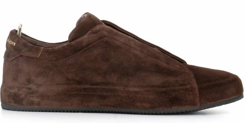 Officine Creative Donkerbruine Suède Kruiselastische Sneakers Brown Heren