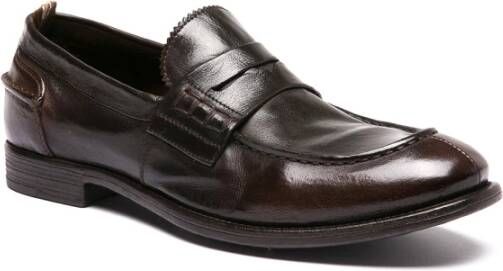 Officine Creative Handgemaakte Zwarte Leren Penny Loafers Brown Heren