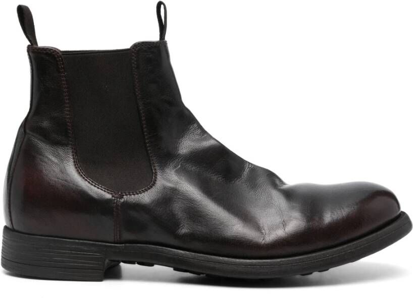 Officine Creative Leren Chelsea Boots met Rubberen Zool Brown Heren