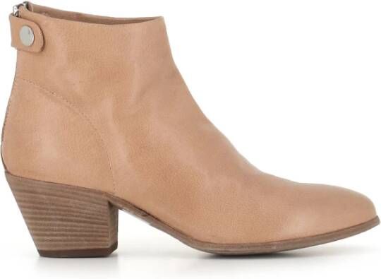 Officine Creative Taupe Leren Ritslaarzen Beige Dames