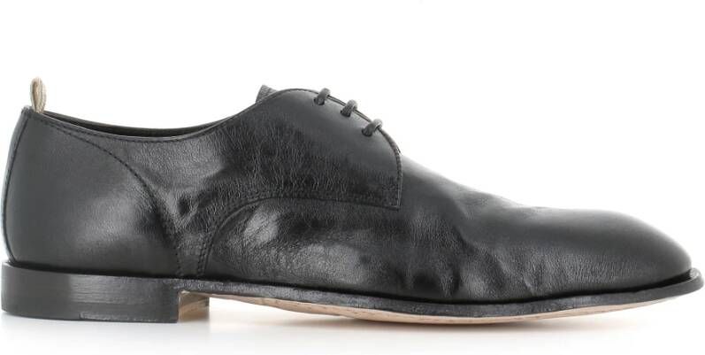 Officine Creative Zwarte leren Derby platte schoenen Black Heren