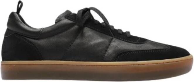 Officine Creative Zwarte leren sneaker met suède panelen Black Heren