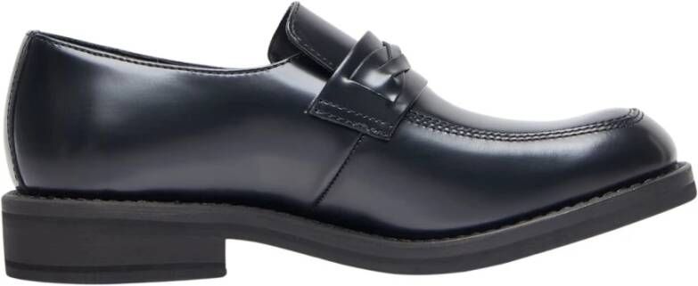 Our Legacy Glanzende leren loafers met gevlochten band Black Heren