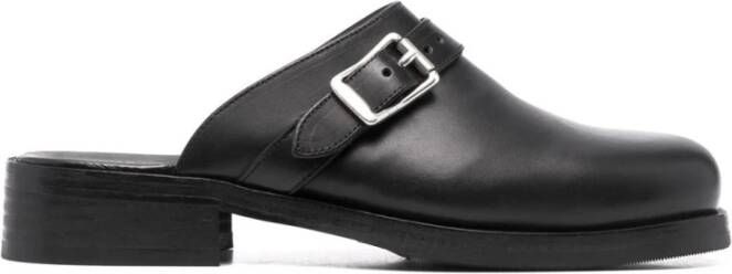 Our Legacy Zwarte Leren Muiltje Platte Schoenen Black Heren