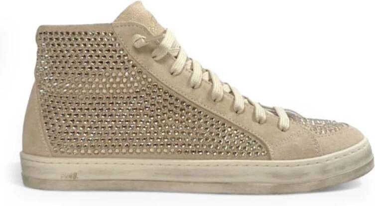 P448 Beige Hoge Sneakers met Sprankels Beige Dames