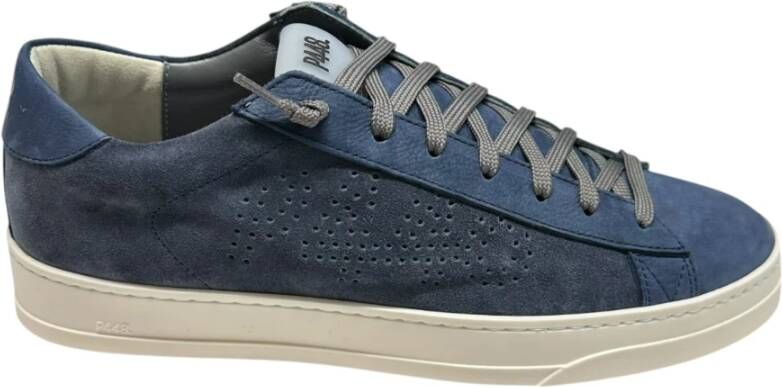 P448 Blauwe Suède Sneakers met Donkergrijze Veters Blue Heren