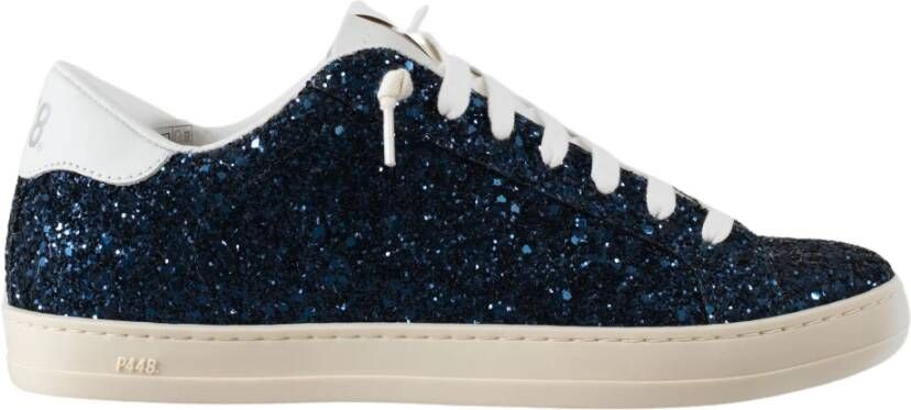 P448 Glitter Blauwe Sneakers met Witte Veters Blue Dames