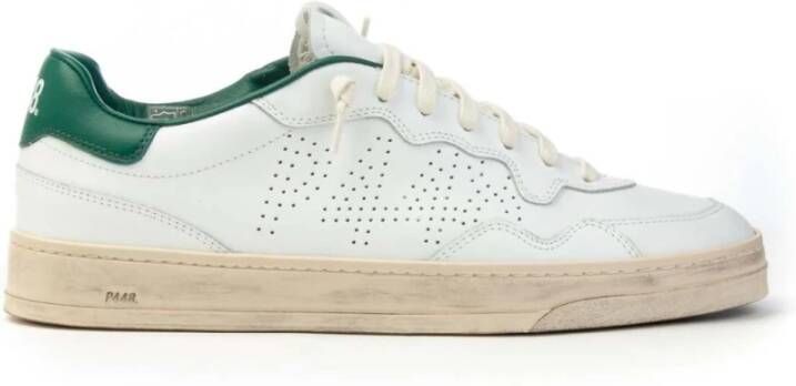 P448 Groene Leren Sneakers met Bosgroene Hielstukken Groen Heren