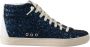 P448 Hoge-top Skate Schoenen Blauwe Glitter Blue Dames - Thumbnail 1