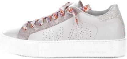 P448 Witte Leren Sneakers met Glitterdetails Multicolor Dames