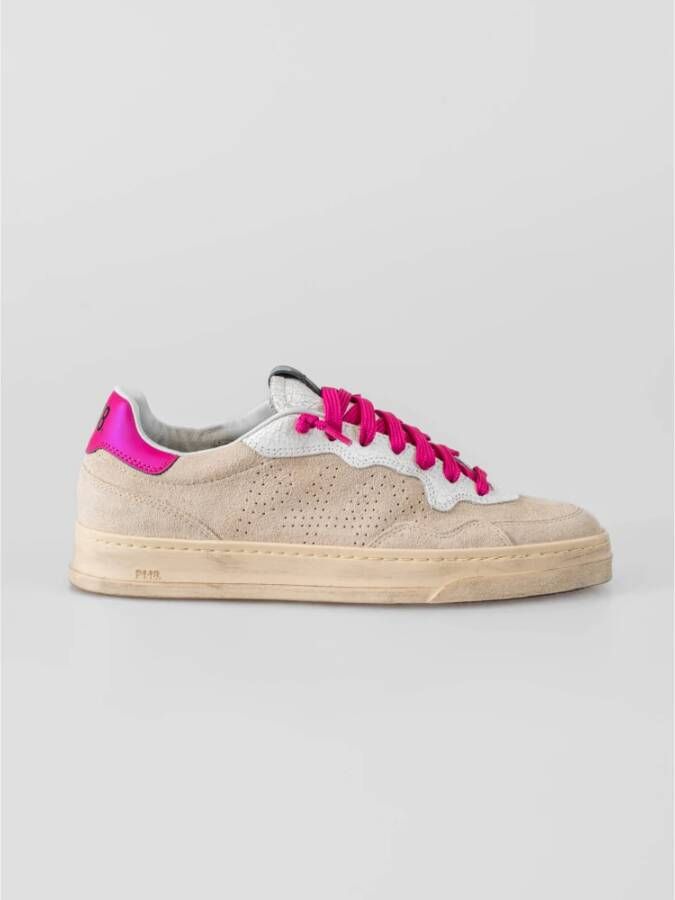 P448 Sand Suede Sneakers met Fuchsia Accents Multicolor Dames