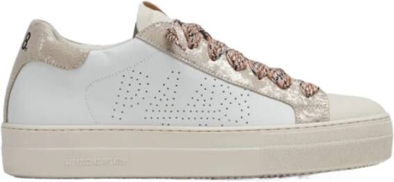 P448 Thea Champagne Sneakers Wit Goudkleurige Details White Dames