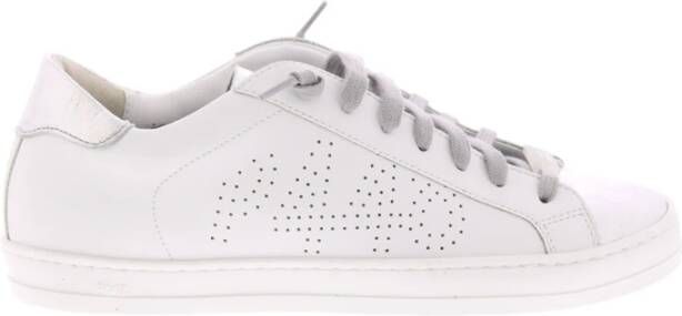 P448 Witte en Zilveren Leren Sneakers White Dames