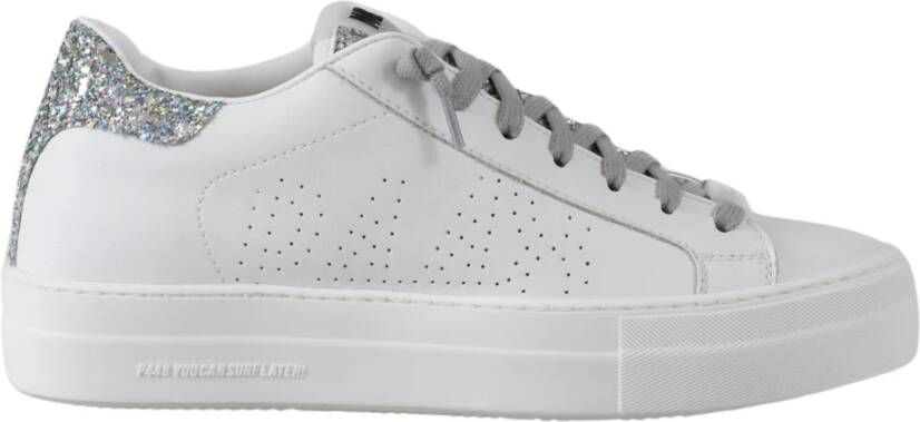 P448 Witte Leren Glitter Sneakers White Dames