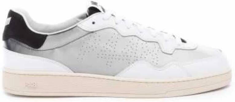 P448 Witte leren sneakers gelamineerd zwart grijs Vert-M042 Multicolor Heren