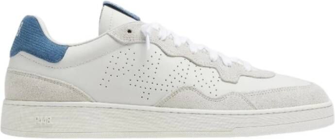 P448 Witte leren sneakers met blauwe details White Heren