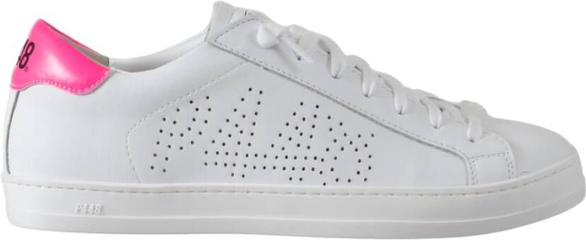 P448 Witte leren sneakers met fuchsia accenten White Dames