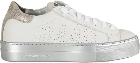 P448 Witte Leren Sneakers met Geperforeerd Logo White Dames