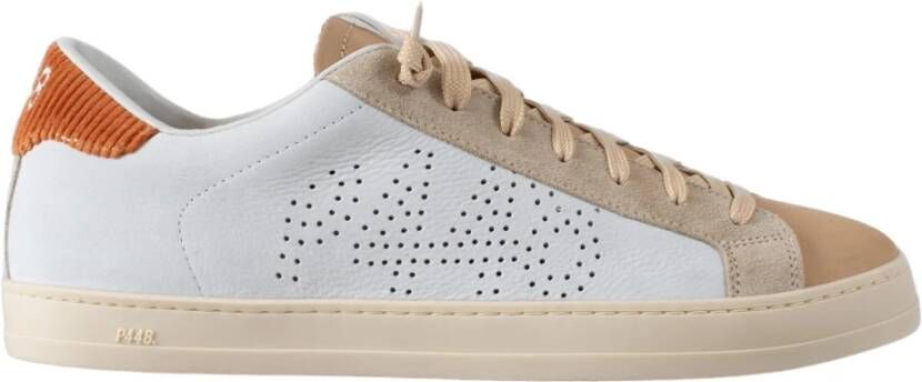 P448 Witte Leren Sneakers met Gestreepte Hiel White Heren