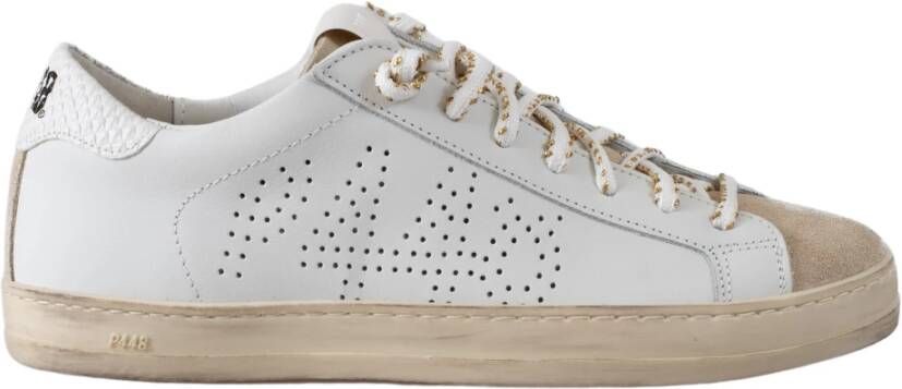 P448 Witte Leren Sneakers met Gouden Details White Dames