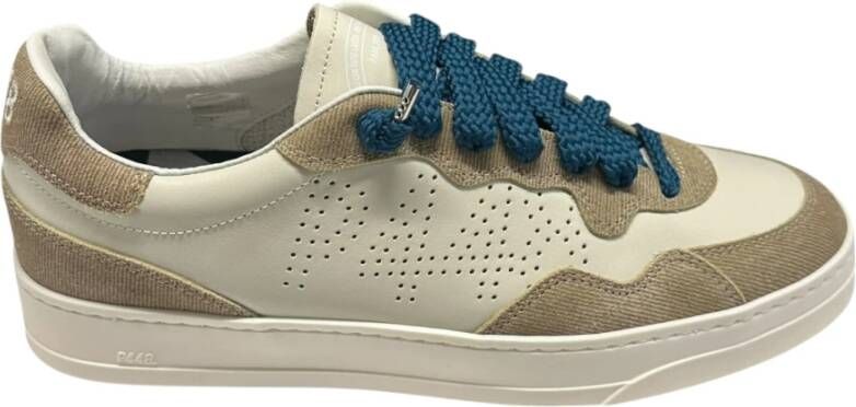 P448 Sneakers van crèmekleurig leer met taupe details Multicolor Heren