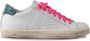 P448 Witte sneakers met mint hiel en fuchsia veters White Dames - Thumbnail 1