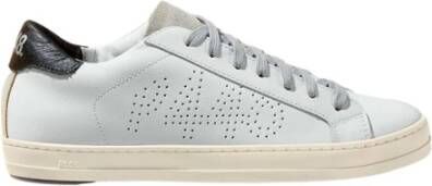 P448 Witte Zwarte Leren Sneakers met Beige Accenten White Dames