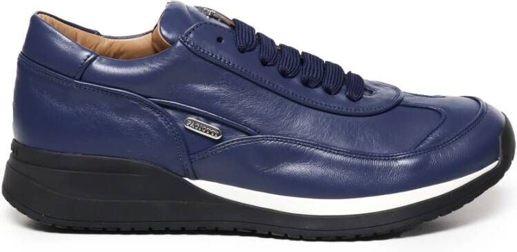 Paciotti Blauwe Leren Sneakers met Rubberen Zool Blue Heren