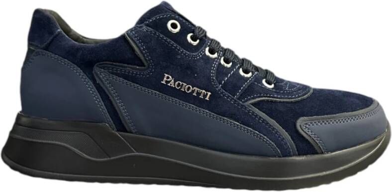 Paciotti Blauwe Suède en Leren Sneaker Blue Heren