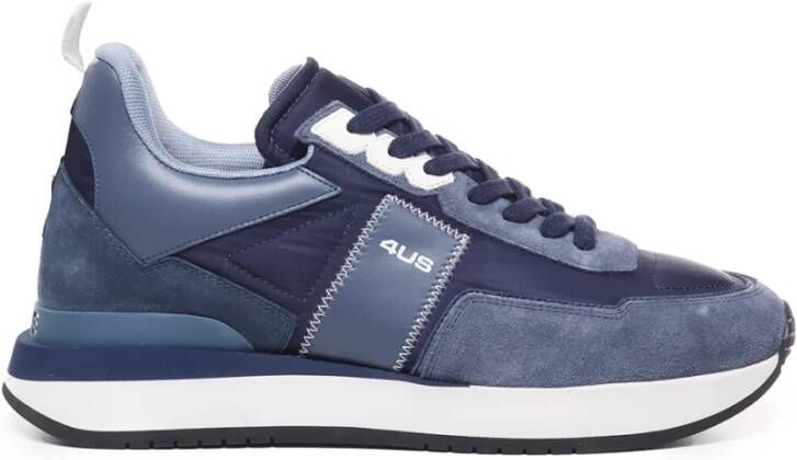 Paciotti Blauwe Suède Vetersluiting Sneakers Blue Heren