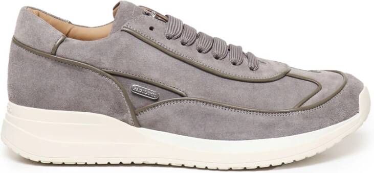 Paciotti Grijze Suède Sneakers met Metallic Logo Gray Heren