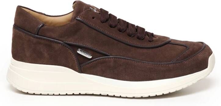 Paciotti Koffiebruine Suède Sneakers met Metalen Logo Brown Heren