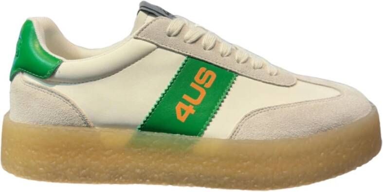 Paciotti Witte Groene Leren Sneakers voor Mannen White Heren