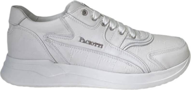 Paciotti Witte leren sneaker met dolkprint White Heren