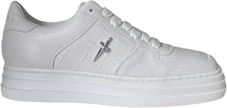 Paciotti Witte leren sneaker met vierkante neus White Heren