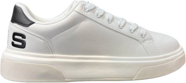 Paciotti Witte leren sneakers met zwart logo White Heren