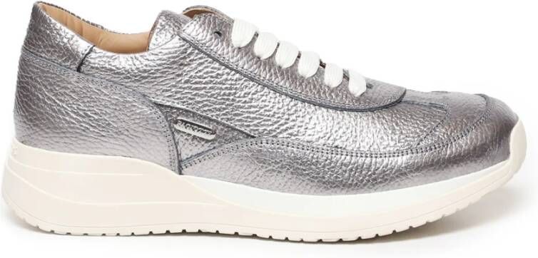 Paciotti Zilveren Sneakers met Witte Inzet Gray Dames