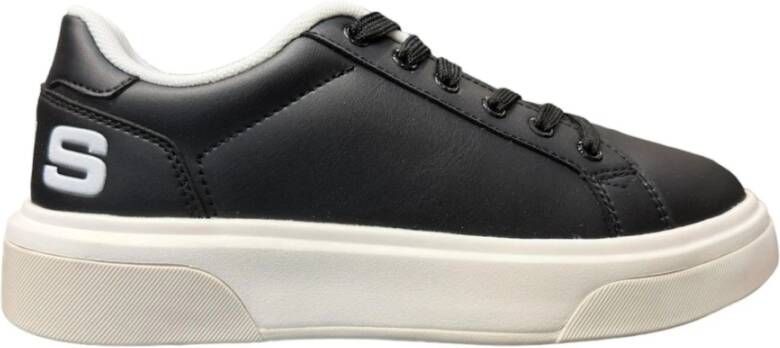 Paciotti Zwarte leren sneaker met wit logo Black Dames