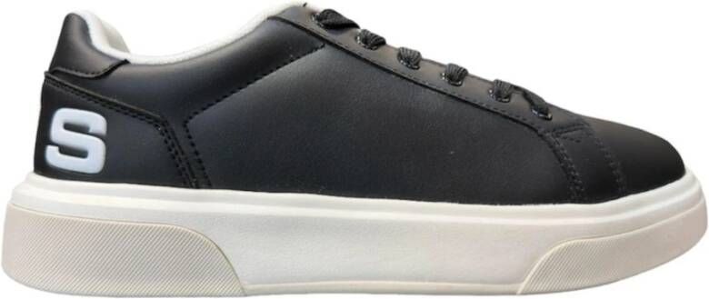 Paciotti Zwarte leren sneakers met wit logo Black Heren