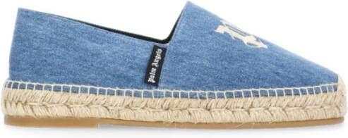 Palm Angels Blauwe Katoenen Espadrilles Ronde Neus Schoenen Blue Dames