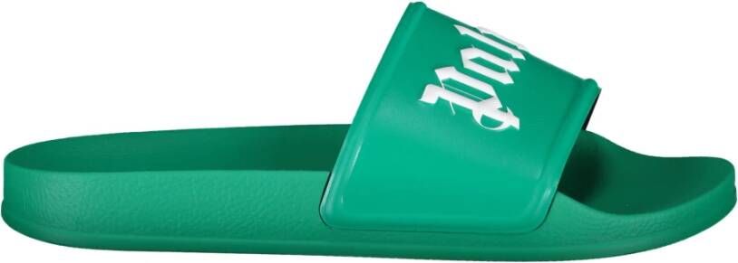 Palm Angels Geëmbosseerde Logo Rubberen Slides Green Heren