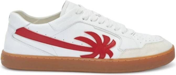 Palm Angels Leren sneakers met palmboom motief White Heren