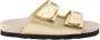 Palm Angels Logo Print Leren Slippers Yellow Dames - Thumbnail 2