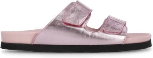 Palm Angels Stijlvolle Roze Leren Sliders voor Vrouwen Pink Dames