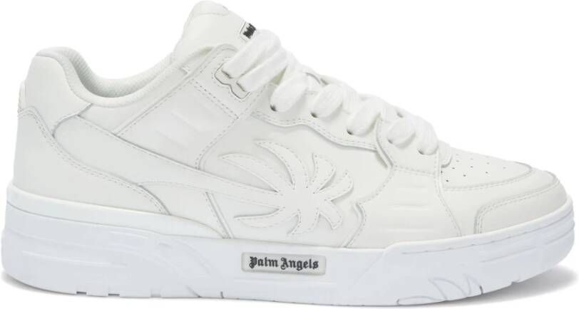 Palm Angels Witte leren sneaker met uitsparingen White Heren